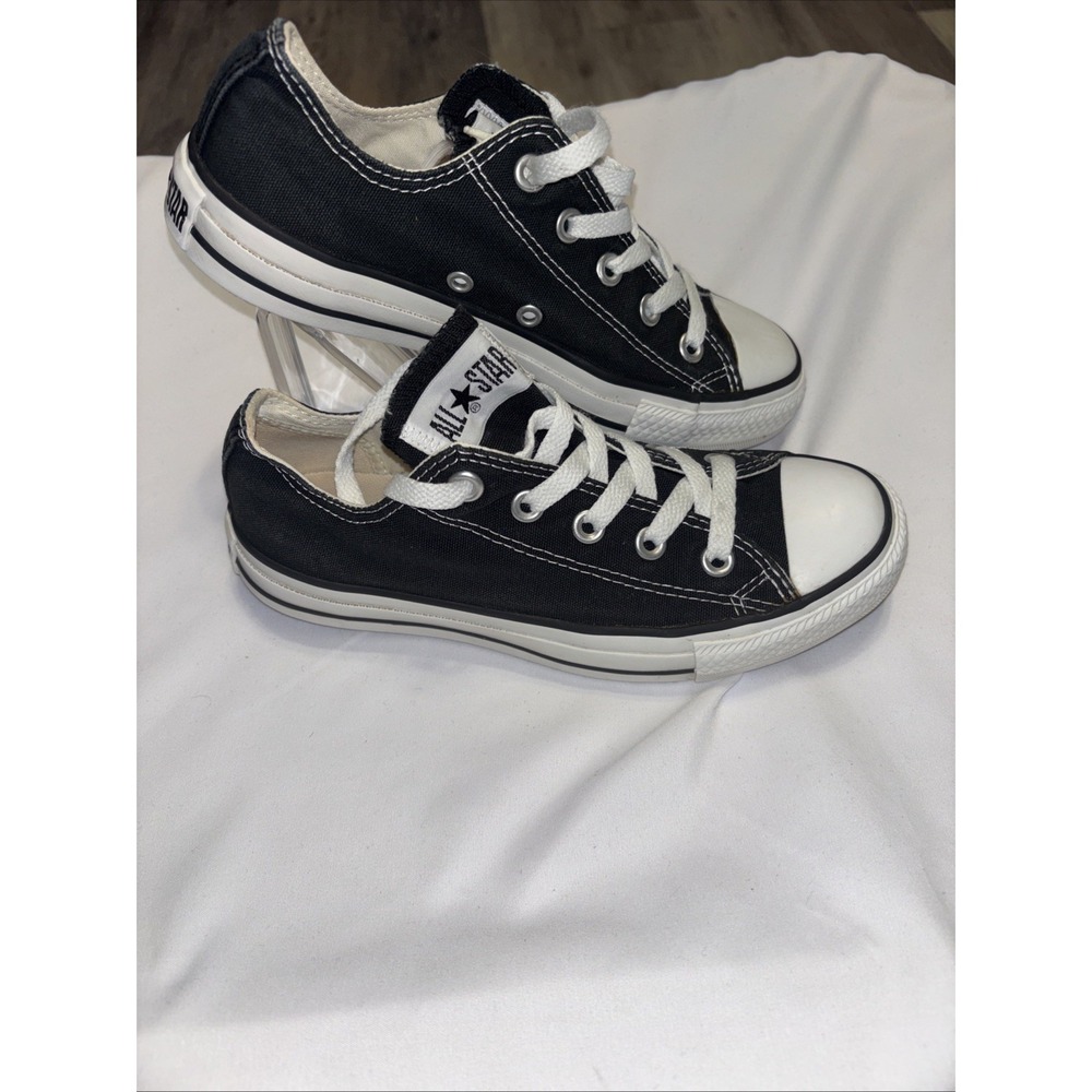 Converse All Star Low Black White Canvas Sneakers Womens 5.5 Shoes Chuck Taylor